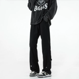 Осенние дизайнерские черные джинсы, штаны, мегафон, в американском стиле, тренд сезона, свободный прямой крой