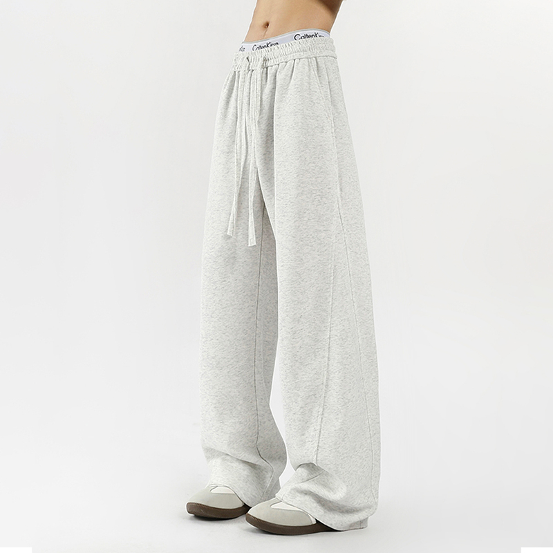American-Style Cleanfit Gray Heavyweight Sweatpants for Men 2026 New Loose Drape Versatile Sports Casual Long Pants