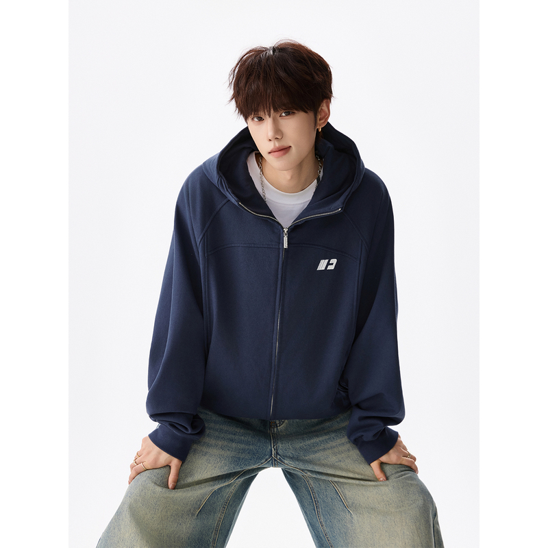 Navy Blue Deconstructed Patchwork Hooded Sweatshirt Cardigan for Men, Autumn Trendy Brand, Loose Casual Sports Cool Hoodie Jacket Navy Blue Deconstructed Patchwork Hooded Sweatshirt Cardigan for Men, Autumn Trendy Brand, Loose Casual Sports Cool Hoodie Jacket