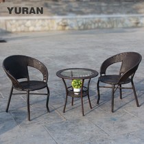 Net red rattan chair coffee table three-piece outdoor balcony small table and chair leisure indoor rattan single combination garden chair
