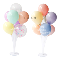 Squared party table arranged for childrens adult birthday dress without helium macarons Balloon Table Floats