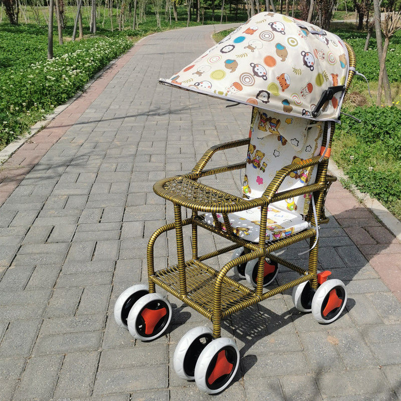 Rattan chair baby stroller imitation rattan weaving can lie and sit baby stroller bamboo rattan stroller child stroller light trolley