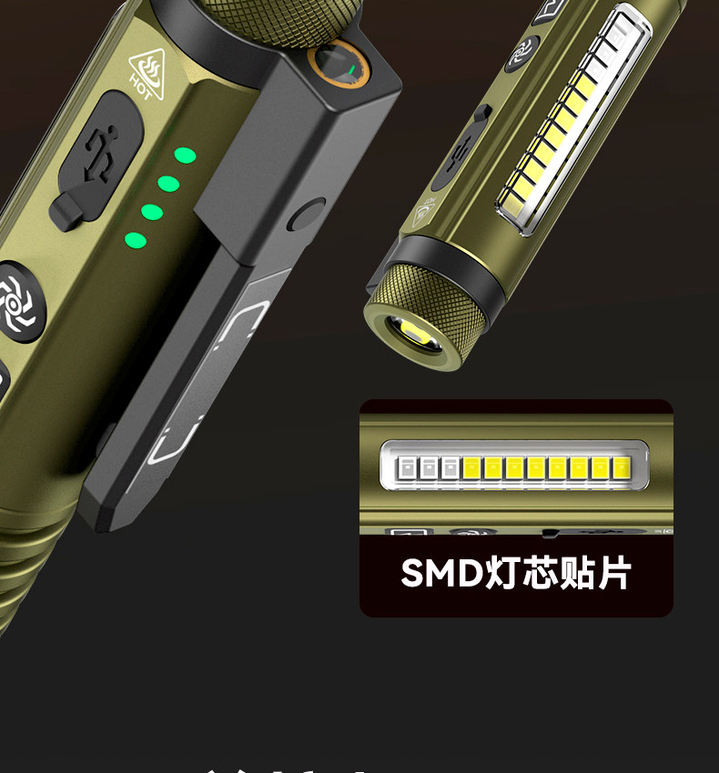 2026 New Model High-Brightness Flashlight, Rechargeable, Small, Portable, Multi-Function, Magnetic Work Light, Ultra-Bright for Outdoor Use