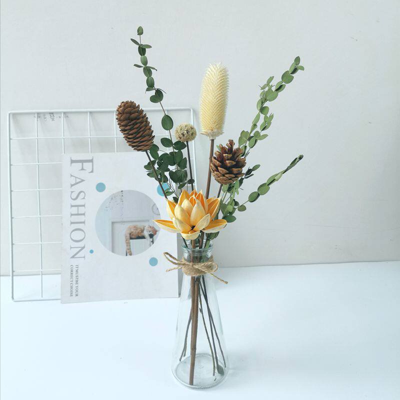 Nordic ins sen series dried flower set vase pine cone eucalyptus immortal flower home decoration decoration shooting props