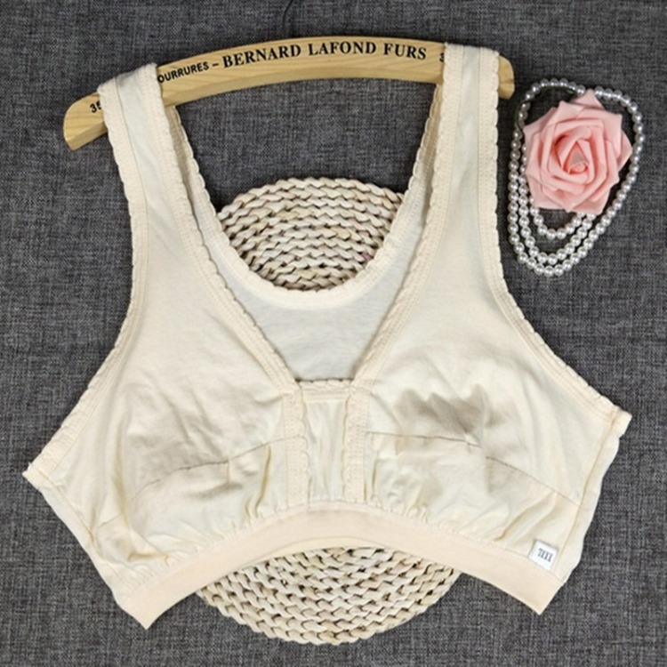 Áo len cotton mùa hè cho mẹ cỡ lớn áo ngực nữ trung niên cotton không có vành áo lót đồ lót cho người già thoải mái - Áo vest áo lót cho con bú