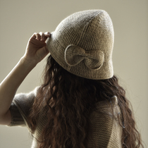 APC Knit Cap Selection Anti-Chill Warm Lady New Bow Tie Art Retro Pure Cashmere Winter Wool Cap