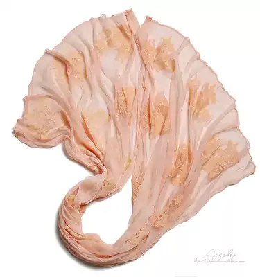 APCSHOP 21 spring and summer NEW Nordic customer custom small pleated three-dimensional embroidered nude wind silk big scarf
