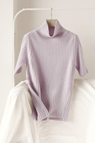 APCSHOP spring new ladies 100 hitch casual hit undershirt knit cramp high collar short sleeve cashmere hoodie