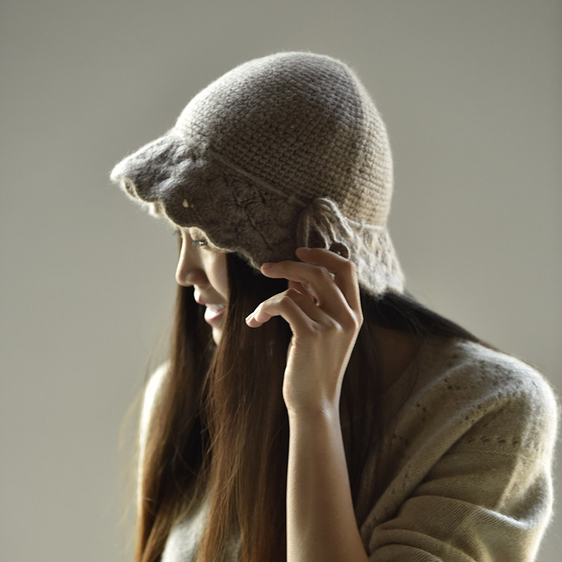 APCSHOP2021 New Product Recommended Fashion Lace 100 Lap Suede Tip Knit Warm Pure Kashmir Wool Lady Hat