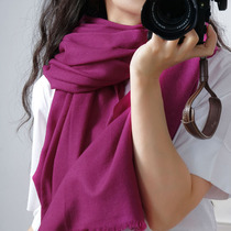 APC wide version purple wool scarf women winter wild solid color warm scarf spring and autumn thin shawl dual use