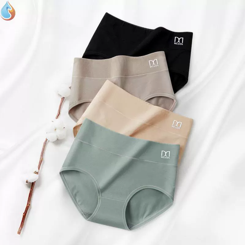 Quần lót nữ cạp cao cotton tinh khiết graphene phụ nữ bụng size lớn Nhật Bản giữa eo cotton béo quần mm - Giống cái