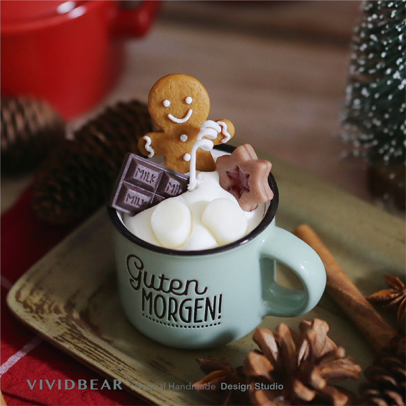 Christmas Gift Coffee Cup Scented Candle Gingerbread Man Christmas Candle Cup Wax ins Green Christmas Gift Box