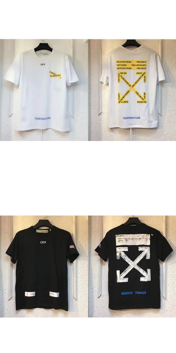 Xu hướng mùa hè OW off mũi tên trắng Cordon áo thun ngắn tay nữ thủy triều thương hiệu cotton áo thun nam áo tommy
