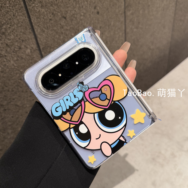 Powerpuff Girls-Themed Huawei Pura X Max Foldable Phone Case, New Transparent Cartoon Samsung Z Fold 8 Case, Full-Cover Hinge Mate X7/X6/X5 Trendy Cute Girl Style Powerpuff Girls-Themed Huawei Pura X Max Foldable Phone Case, New Transparent Cartoon Samsung Z Fold 8 Case, Full-Cover Hinge Mate X7/X6/X5 Trendy Cute Girl Style