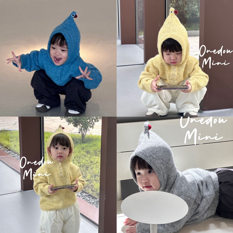 Onedou Mini Genuine Cute Chick Wool Sweater Baby Super Adorable Soft Knit Top with Fleece Pants