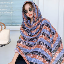 Scarf woman Summer sun protection thin cotton linen version 100 lap shawl with oversized scarlet and beach towels beach towels