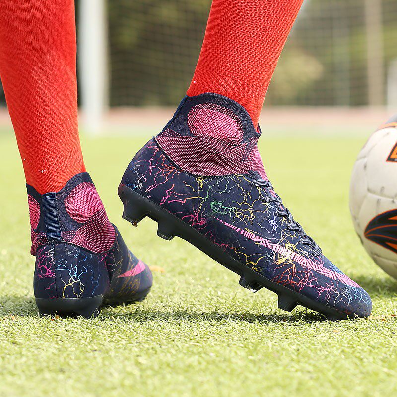 MoNike Korean version C Rosting guest mandarin duck high cylinder football shoes men tf crumpled nails ag long nails adult children training shoes