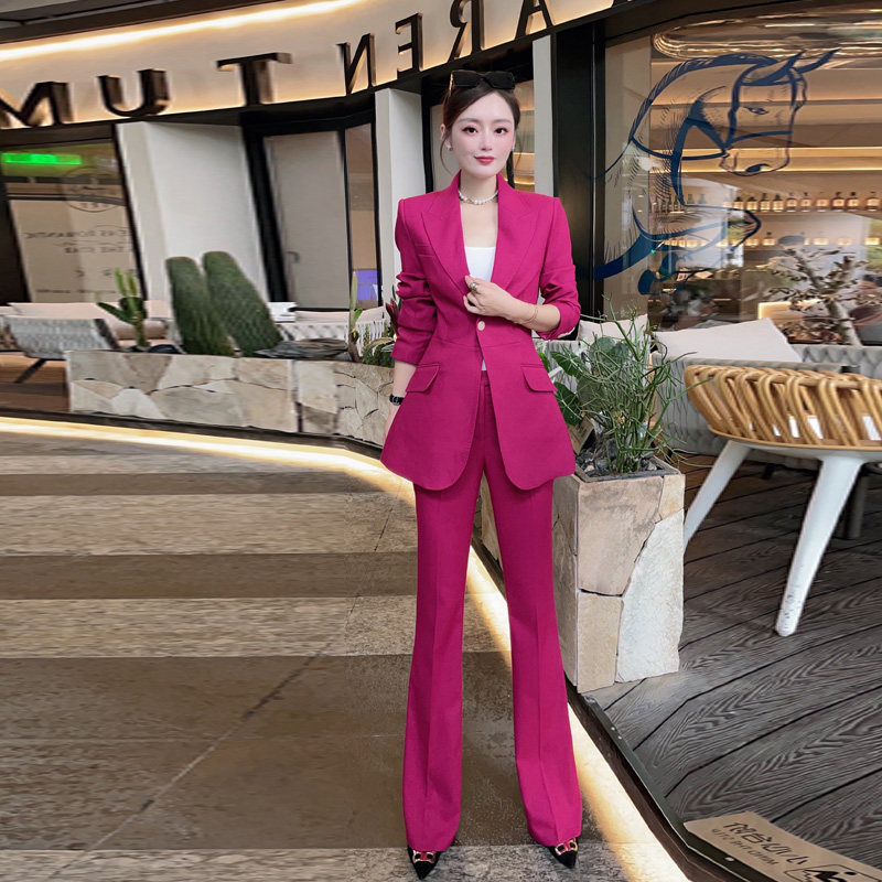 Special offer high-end sense of fried street design sense of professional wool suit jacket women's spring and autumn micro-bell pants suit suit