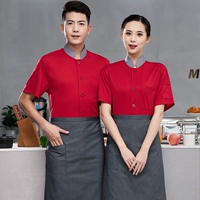 Серо -колларное вталкиваемое сеть всего тела [вино красное]+серый фартук