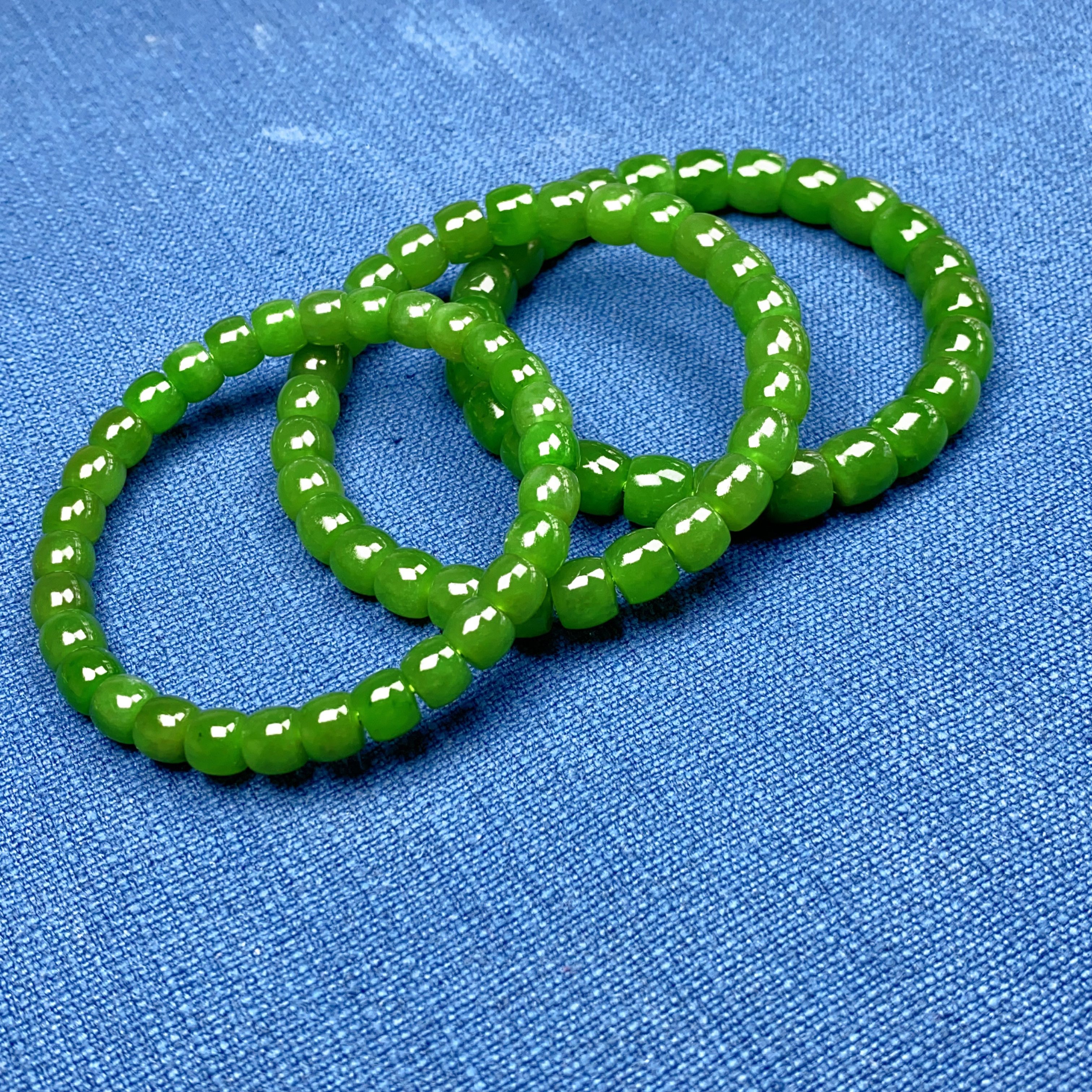 新疆和田玉碧玉手串极限弧直切工艺老型珠鼓珠手串男女款可定制