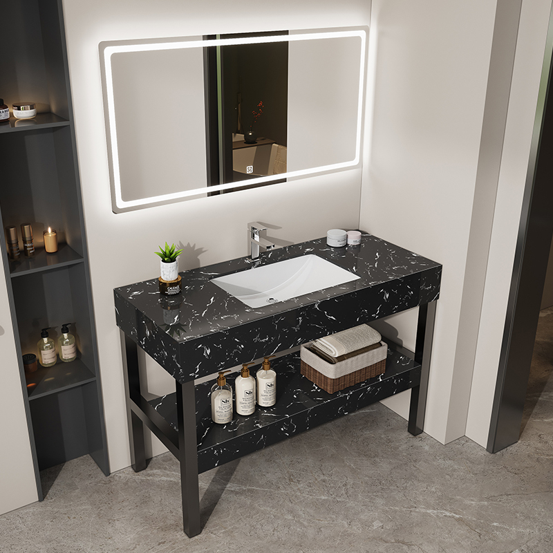 Simple Bathroom Marble Floor-Standing Washbasin Hotel Washbasin Washbasin Home Double-Layer Bathroom Cabinet