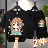 Футболка с коротким рукавом, летний тонкий комплект, детская летняя одежда, короткий рукав, в западном стиле, 2025 года, детская одежда