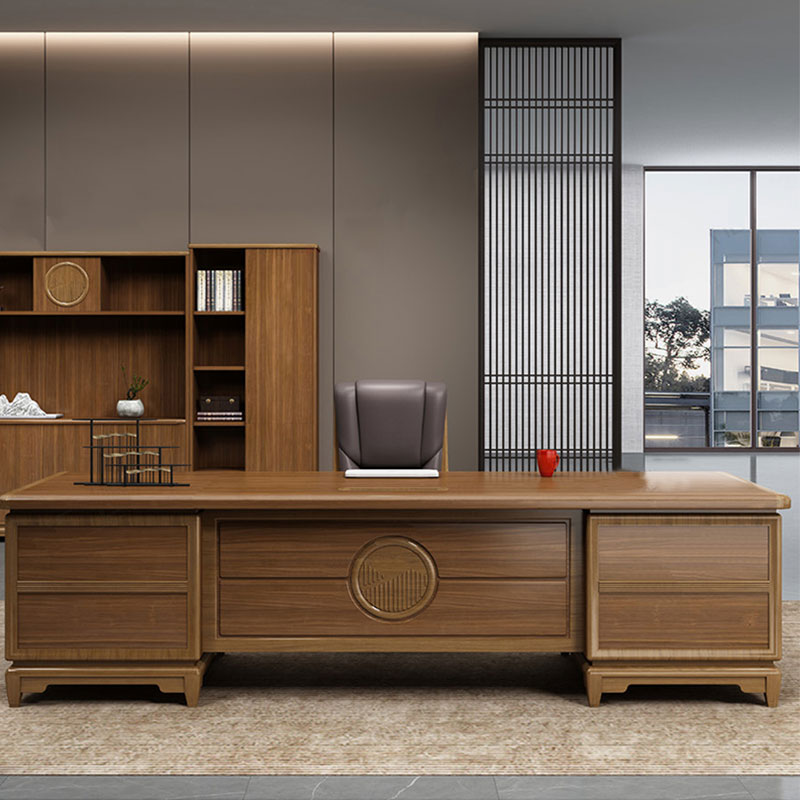 New Chinese minimalist modern desk Solid Wood Owner Table Atmospheric President Table Big Bantai Office Furniture Custom