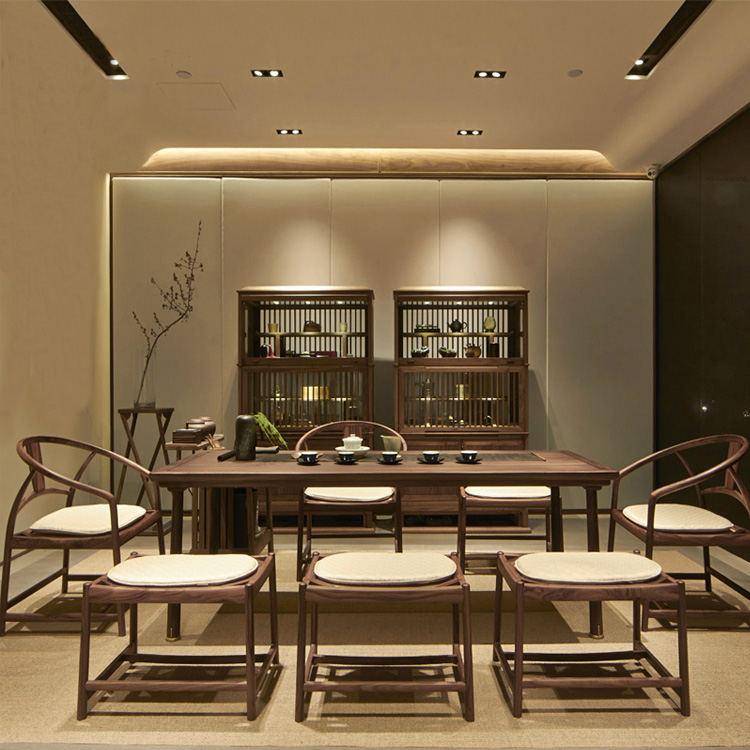 New Chinese tea table Zen with tea table and chairs combined solid wood tea table Gongfu tea bubble tea table creative minimalist tea room Home innate