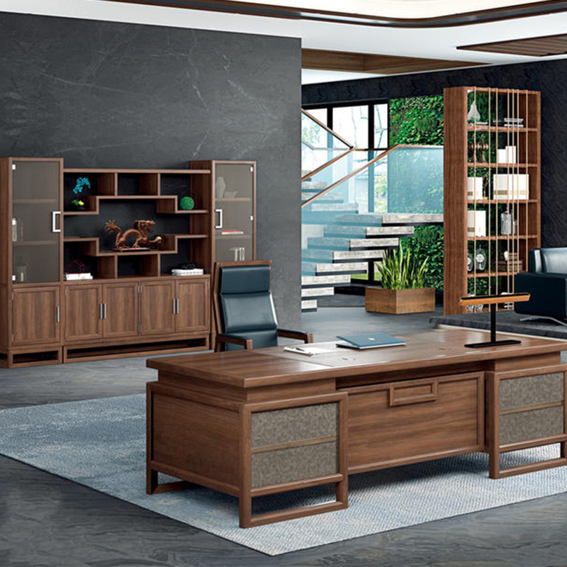 New Chinese Desk Solid Wood Big Bandae Modern President Boss Table Office High-end Furniture Custom S68