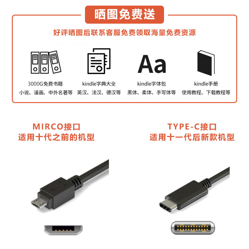 Amazon Kindle Original Data Cable Charger Paperwhite3456 Youth Version E-Book Reader