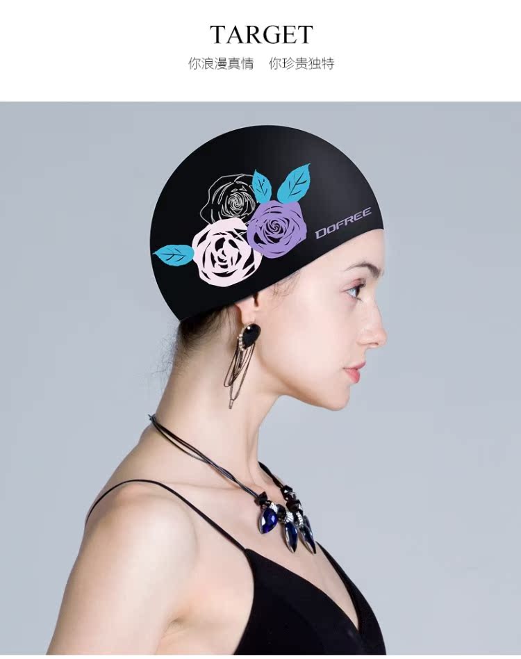 Hoa hồng mới không thấm nước thời trang Hàn Quốc tour du lịch silicone tăng nữ tóc dài bơi thiết bị bơi được trang bị mũ bơi - Mũ bơi mũ bơi bịt tai cho bé