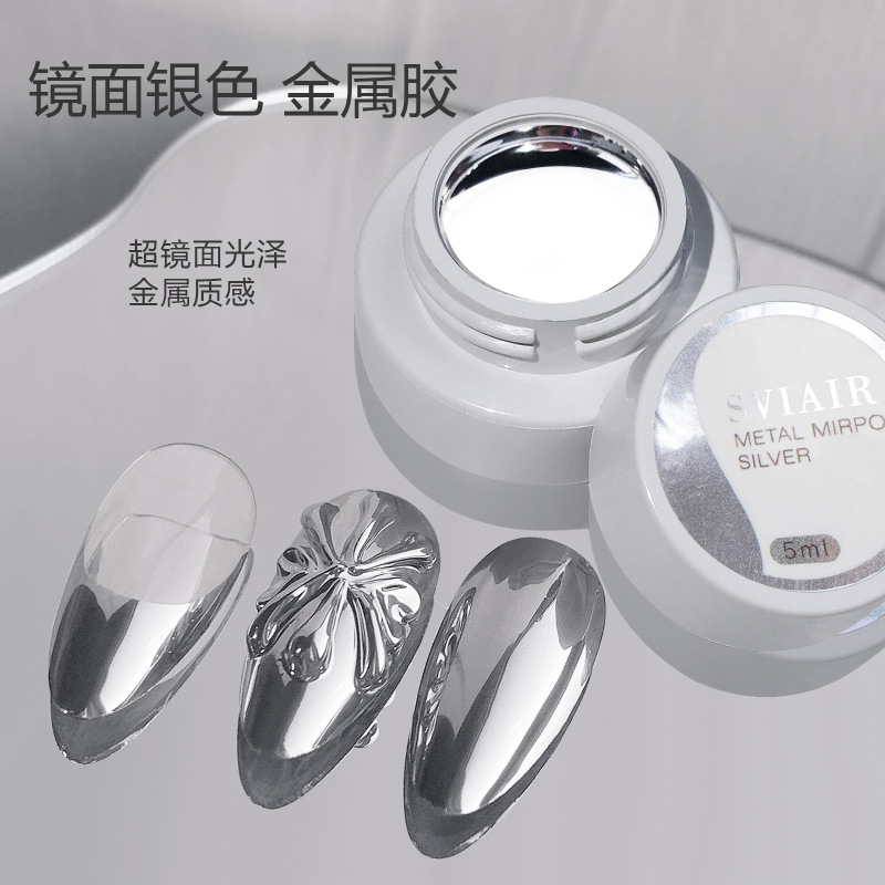 2024 New Japanese-Style Mirror Metallic Phototherapy Gel Painted Silver Translucent Super Shiny Line Drawing Nail Polish Gel