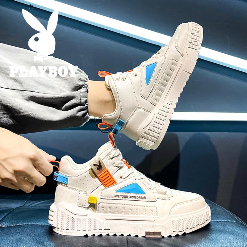 Flowers Playboy High Cylinder Board Shoes Men's Spring Trend Little White Shoes Men Sports Casual Shoes Han Prints Shoes 100 Hitch Shoes