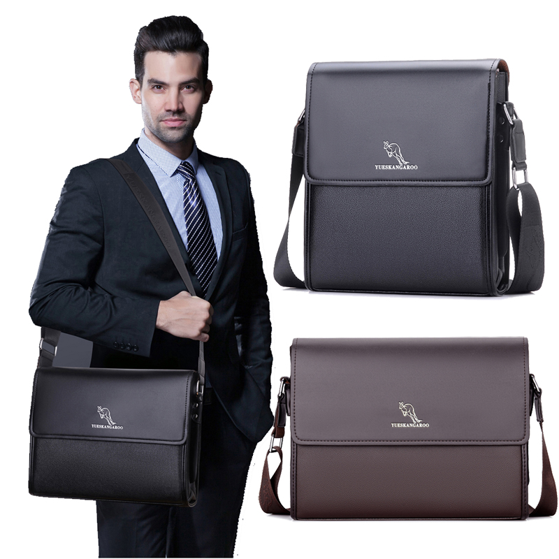 Yuesen Kangaroo Leather Men's Shoulder Bag Vertical Flap Men's Bag Cowhide Messenger Bag Business Briombag Cross