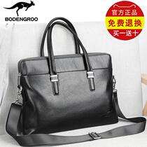 Bourdon kangaroo handbag male business casual cow leather mens bag briefcase briefcase large capacity tide