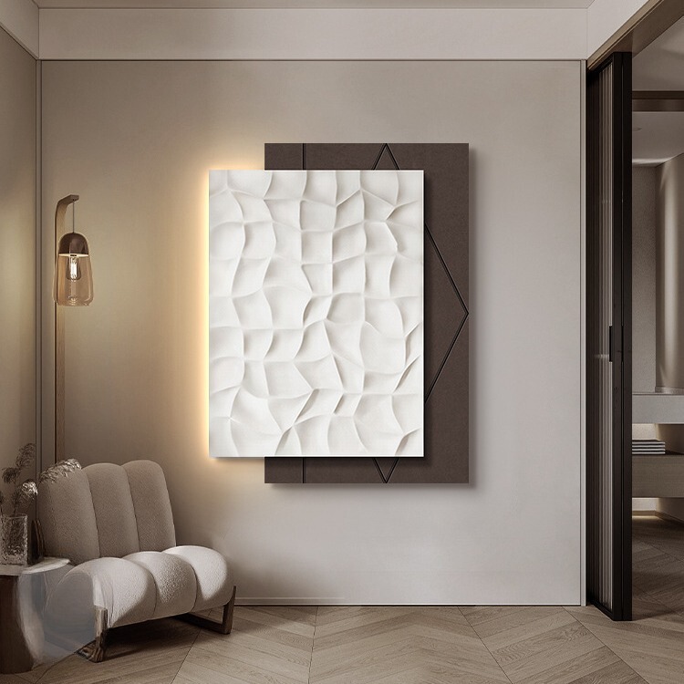Wabi-Sabi Style 3D Stereo Entrance Hall Decorative Painting Wall Lamp Abstract Relief Atmospheric Living Room Sofa Background Wall Hanging Painting