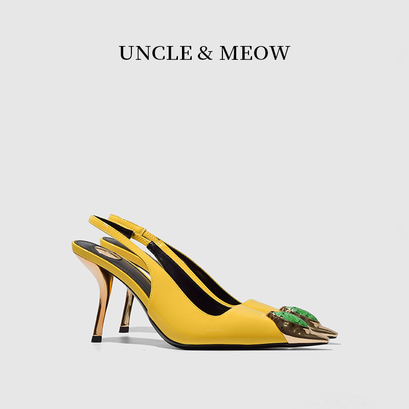 Colorful Jelly-Colored Patent Leather High Heels Women's Shoes Stiletto Pointed Toe Sexy Sandals Closed-Toe Shallow Single Shoes