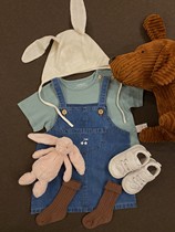 Didibear summer baby delicate wash soft denim Cherry strap skirt