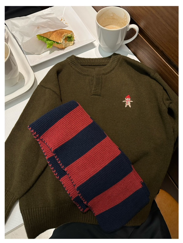Didibear2024Aw/Christmas Limited Edition Kidsren's Exquisite and Cute Gingerbread Man Embroidered Wool Sweater