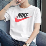 Nike, модная белая спортивная футболка для отдыха с круглым воротником, короткий рукав, с рукавом