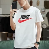 Nike, модная белая спортивная футболка для отдыха с круглым воротником, короткий рукав, с рукавом