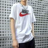 Nike, модная белая спортивная футболка для отдыха с круглым воротником, короткий рукав, с рукавом