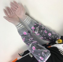 Rubber gloves extra long waterproof thickened plastic washing household rubber lint-free rubber long sleeve cleaning