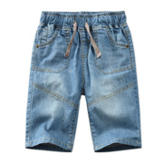 Chàng trai denim quần bảy điểm mặc quần ngựa trong quần short jean rửa edire trẻ em dành cho trẻ em lớn của mỏng mùa hè.