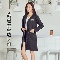 V -neck черный золотой край с длинными рукавами