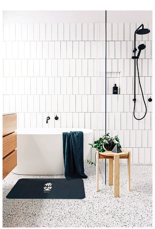 [Thảm phòng tắm] hạnh phúc Bắc Âu siêu mỏng nhà vệ sinh cửa mat cửa ra vào phòng tắm chống trượt pad - Thảm sàn