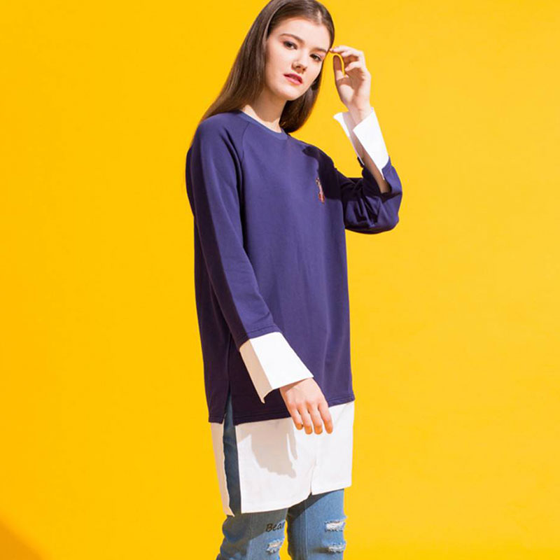 YOHO Có Một wedbrand Bearburry Stylish Long Sleeve nối vòng neckline