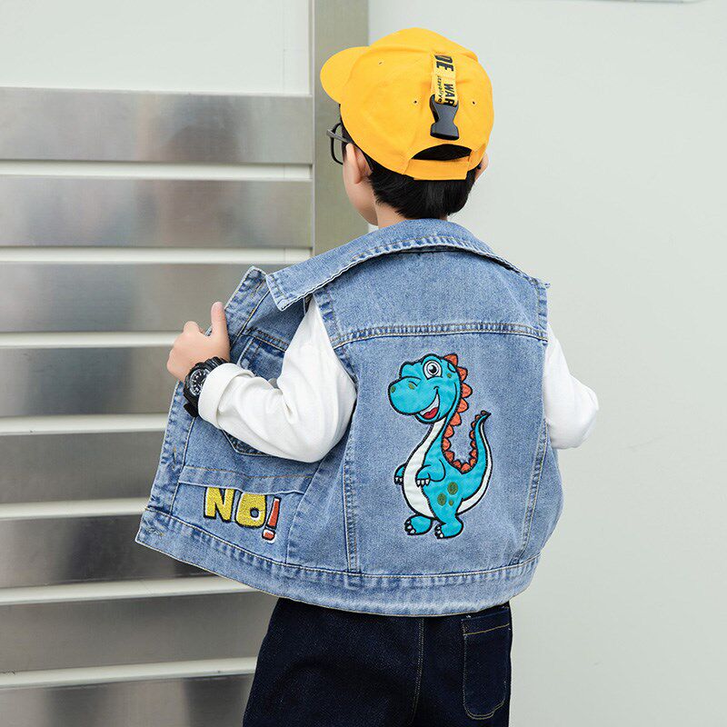 Let's do it, child cowboy waistcoat spring autumn style handsome spring clothing 2022 tide boy clothes boy waistcoat vest baby