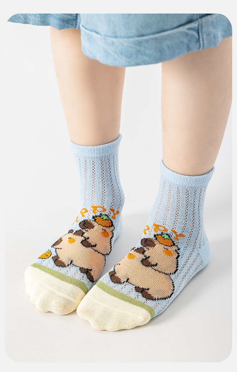 Kappabala Boys' Socks Summer Thin Children's Cotton Socks Ultra-Thin Mesh Cartoon Girls' Baby Summer Mid-Calf Length Socks — 10