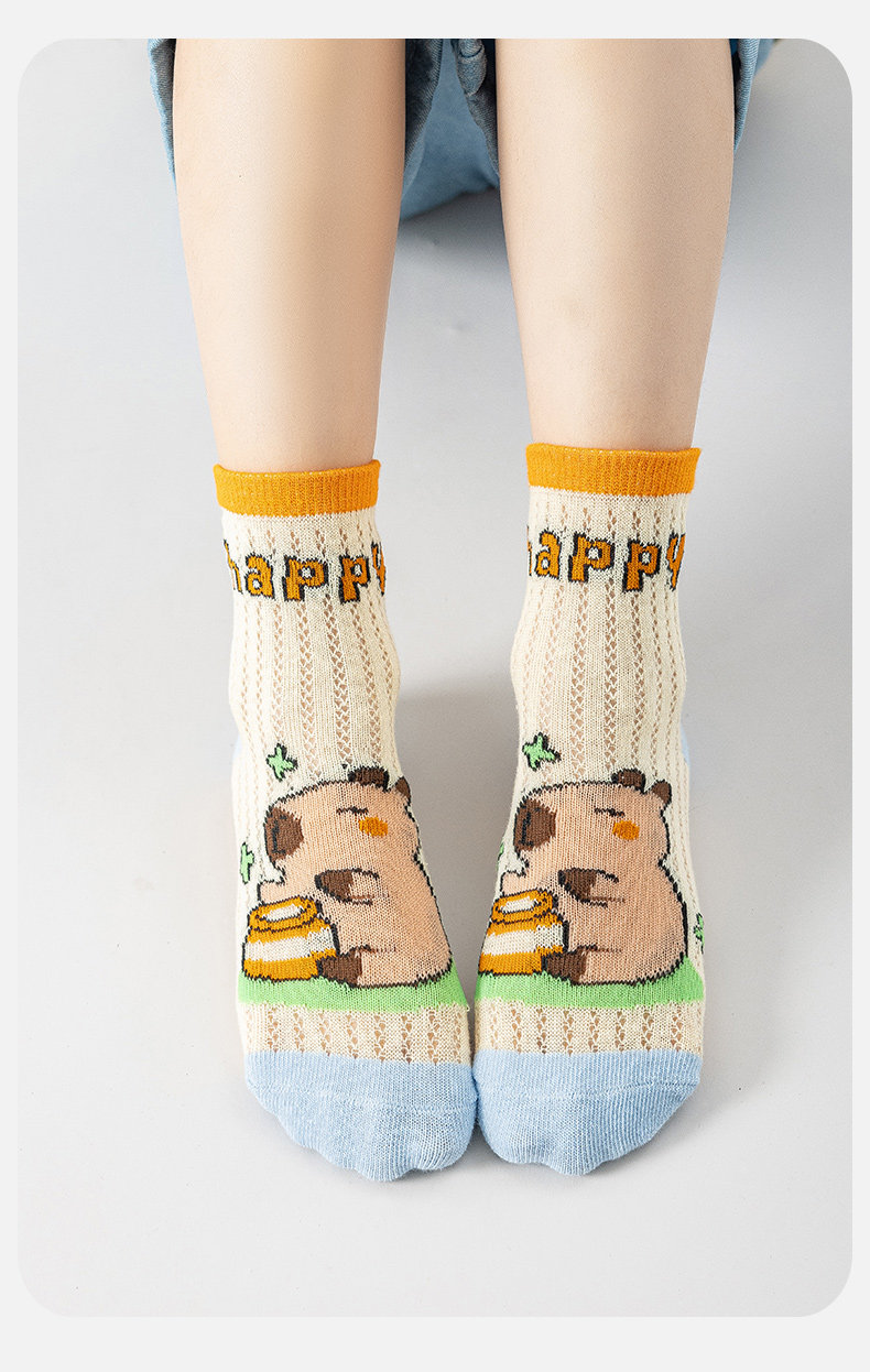 Kappabala Boys' Socks Summer Thin Children's Cotton Socks Ultra-Thin Mesh Cartoon Girls' Baby Summer Mid-Calf Length Socks — 13